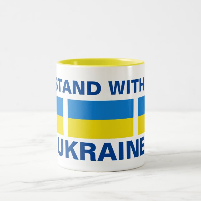 JAG STÅR MED UKRAINA Två-Tonad MUGG (Center)