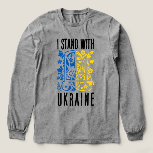 Jag står med Ukraina. Ukrainas treudd. T Shirt (Design framsida)
