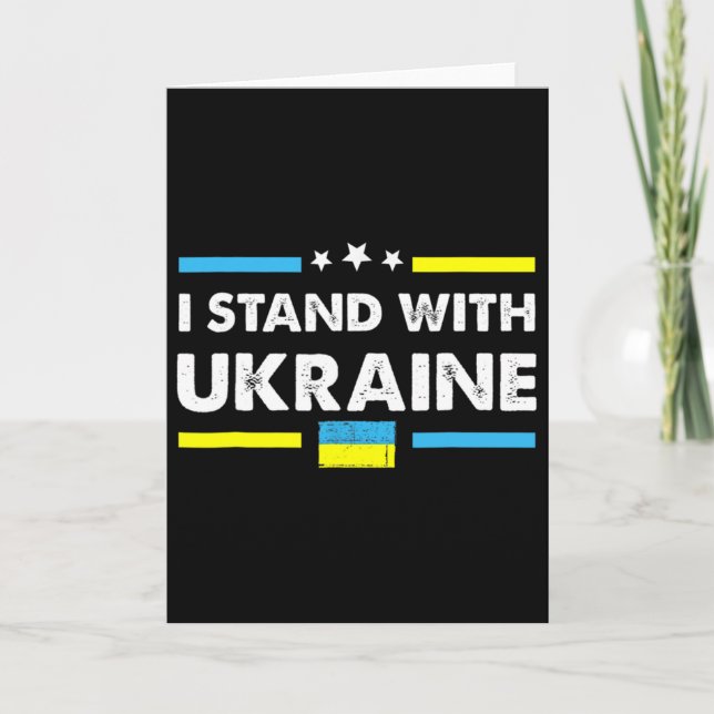 Jag Står Med Ukraina Ukrainsk Flagga Stödjer Ukr Kort (Framsida)