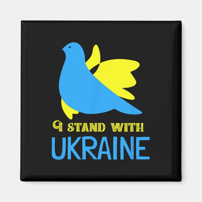 Jag Står Med Ukraina Ukrainsk Fredsduva Ukrainia Magnet (Framsidan)