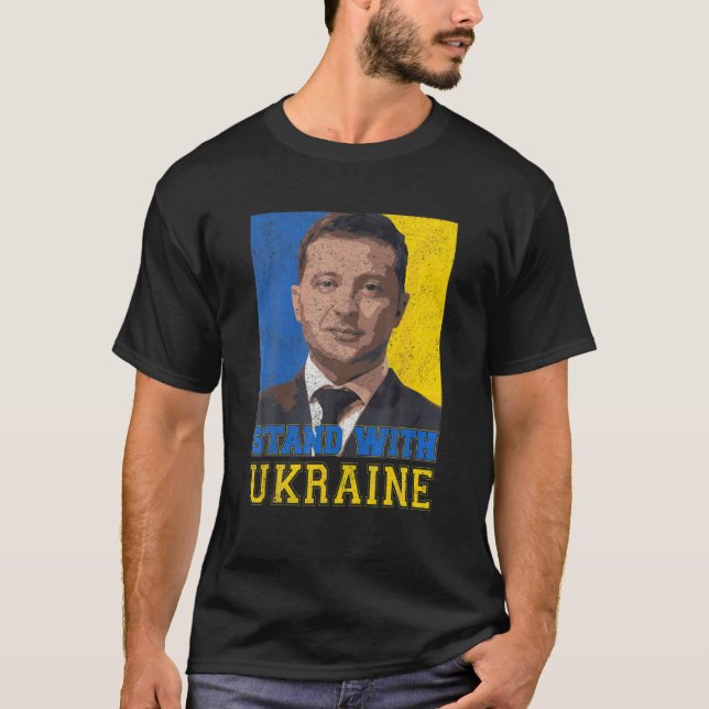 Jag står med Ukraina Volodymyr Zelensky Ukrainan F T Shirt (Framsida)