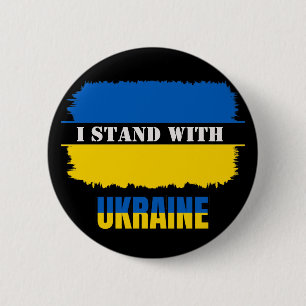 Jag står med Ukrainas Flagga Disted Classic Round Knapp