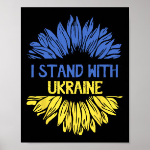 Jag Står Med Ukrainas Flagga Retro Solros Ukrainia Poster