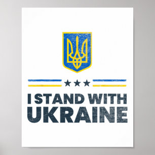 Jag Står Med Ukrainas Flagga - Ukrainsk Flagga - U Poster