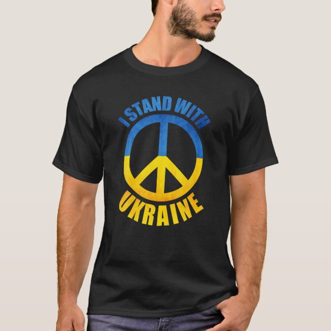 Jag står med Ukrainas fredssymbol T Shirt (Framsida)