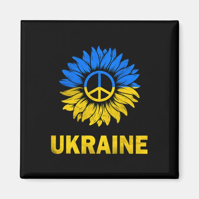 Jag Står Med Ukrainas Solrosflagga Ukraina Stöd Magnet (Framsidan)