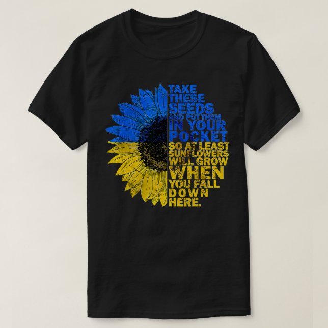Jag står med Ukrainas solrosstöd i Ukraina för Fla T Shirt (Design framsida)