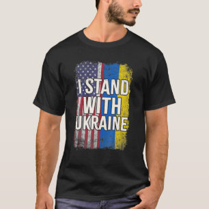 Jag står med ukrainsk amerikansk Flagga fri T Shirt