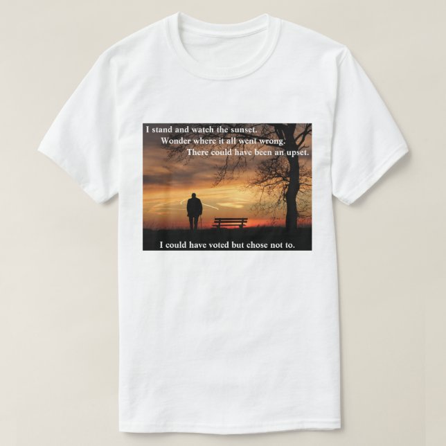 Jag står och tittar på solnedgången. t shirt (Design framsida)