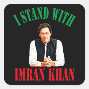 Jag står på Imran Khan Pakistan PTI Party Fyrkantigt Klistermärke