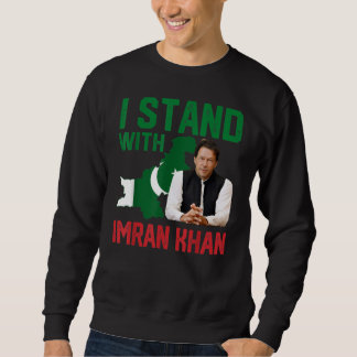 Jag står på Imran Khan PTI Party Pakistan Support Lång Ärmad Tröja