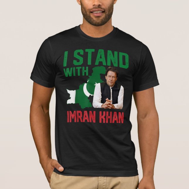 Jag står på Imran Khan PTI Party Pakistan Support T Shirt (Framsida)