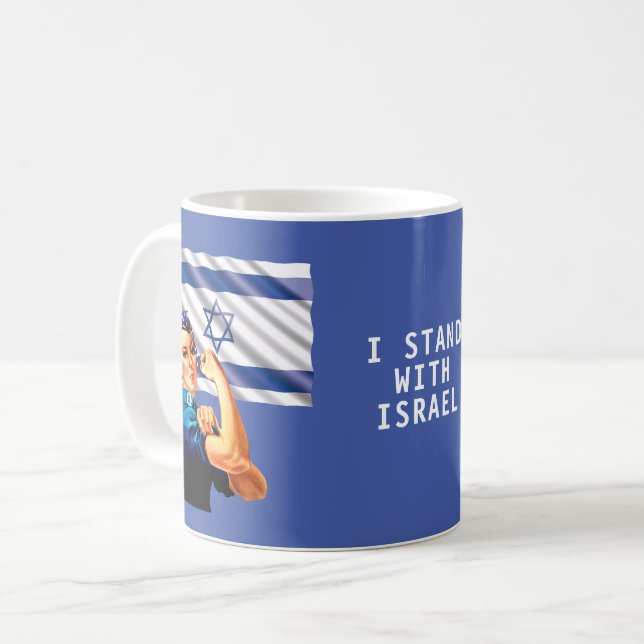 Jag står på Israels Vintage Rosie & Flagga Kaffemugg (Framsida vänster)