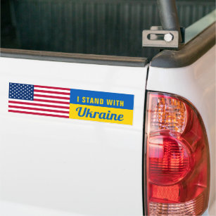 Jag står på Ukrainas amerikanska stödbil för Flagg Bildekal