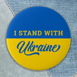 Jag står på Ukrainas blå Gult Flagga ukraniska Knapp