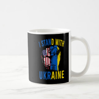 Jag står på Ukrainas Flagga American Flagga Suppor Kaffemugg