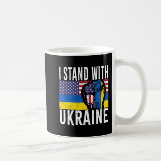 Jag står på Ukrainas Flagga American Flagga Suppor Kaffemugg