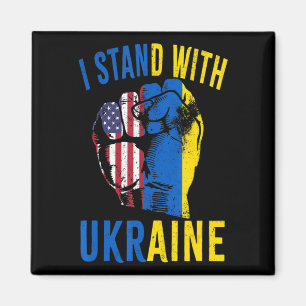 Jag står på Ukrainas Flagga American Flagga Suppor Magnet