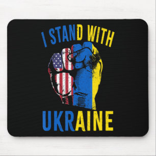 Jag står på Ukrainas Flagga American Flagga Suppor Musmatta