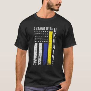 Jag står på Ukrainas Flagga American Flagga Suppor T Shirt