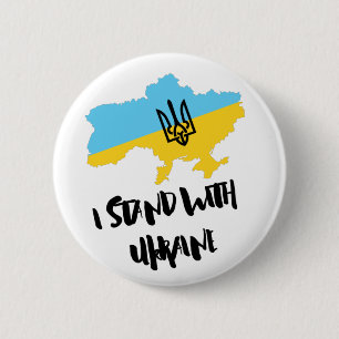 Jag står på Ukrainas Flagga - stödja ukrainare Knapp