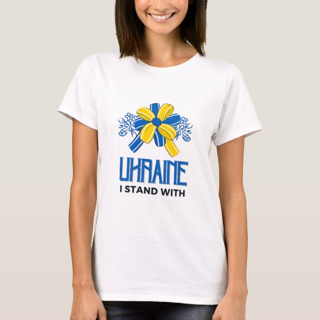 Jag står på Ukrainas Flagga - stödja ukrainare T-S T Shirt (Framsida)