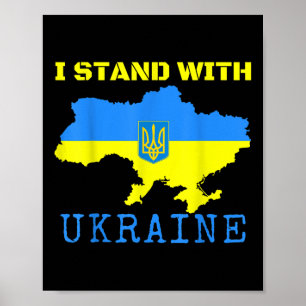 Jag står på Ukrainas Karta End Ukrainska Flagga St Poster