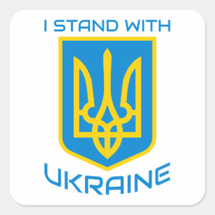 Jag står på Ukrainas sida Fyrkantigt Klistermärke