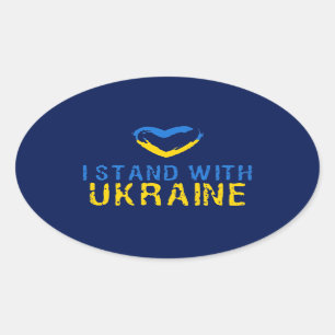 Jag står på Ukrainas sida Ovalt Klistermärke