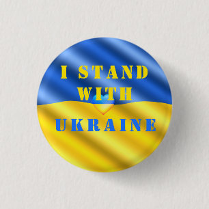 Jag står på Ukrainas sida - Peace Heart Flagga - Knapp