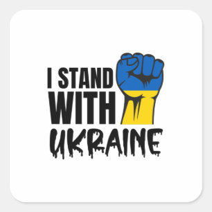 Jag står på Ukrainas sida Solidaritet Ukraina Fyrkantigt Klistermärke
