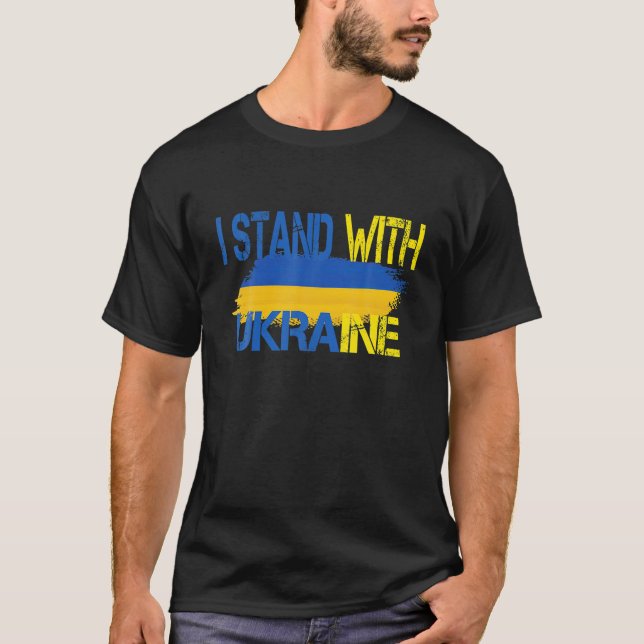 Jag står på Ukrainas sida Stoppa Putin Stoppa Krig T Shirt (Framsida)