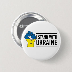 Jag står på Ukrainas sida   Ukraina Flagga Hand Fi Knapp