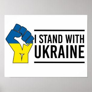 Jag står på Ukrainas sida Ukraina Flagga Hand Fi Poster