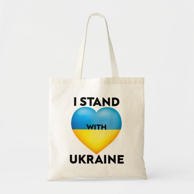 Jag står på Ukrainas sida, vi stöder Ukraina Tygkasse (Framsidan)