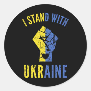 Jag står på Ukrainas sida - Vintagen protesterar t Runt Klistermärke