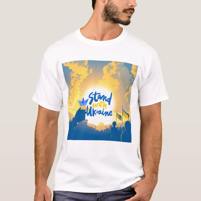 Jag står på Ukrainas sida - visa ert stöd. T Shirt (Framsida)