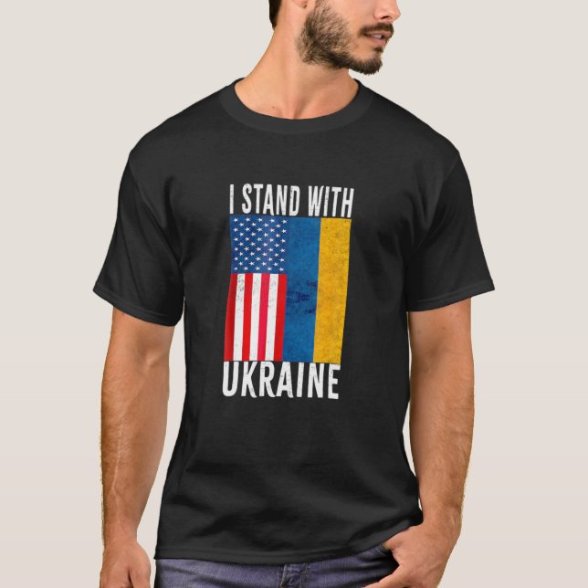 Jag står på Ukrainas Su-port UKRAINE Ukr Ainian A T Shirt (Framsida)