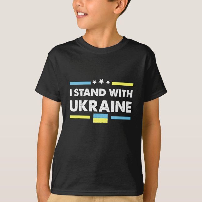 Jag står starkt med Ukrainas Flagga T Shirt (Framsida)