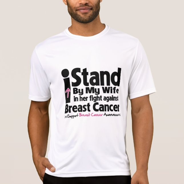 Jag står vid min fru - bröstcancer tee shirt (Framsida)