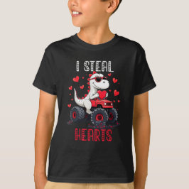 Jag steal Hearts Dinosaur Lastbil Alla hjärtans da T Shirt