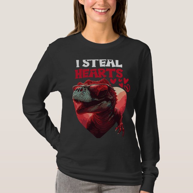 Jag Steal Hearts Dinosaur T Shirt (Framsida)