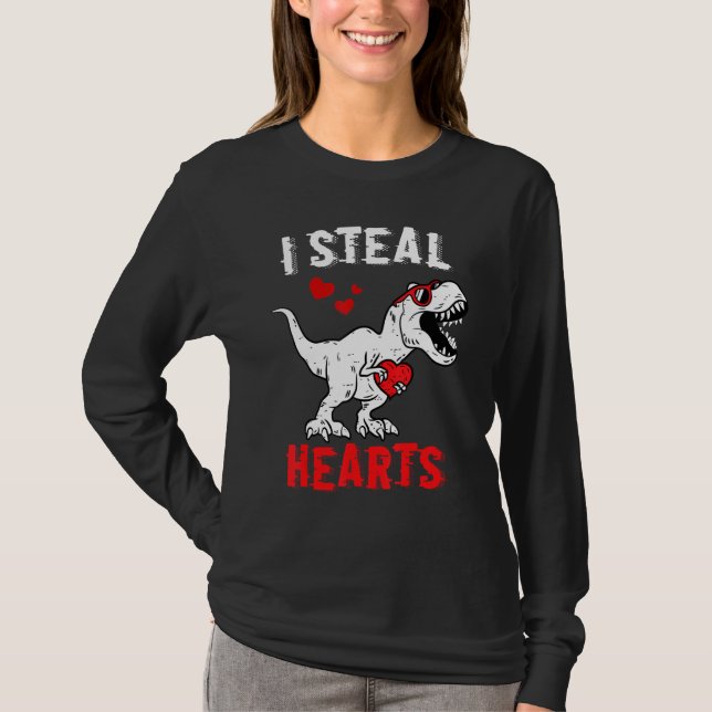 Jag Steal Hearts Dinosaur Valentines day Boys Kids T Shirt (Framsida)
