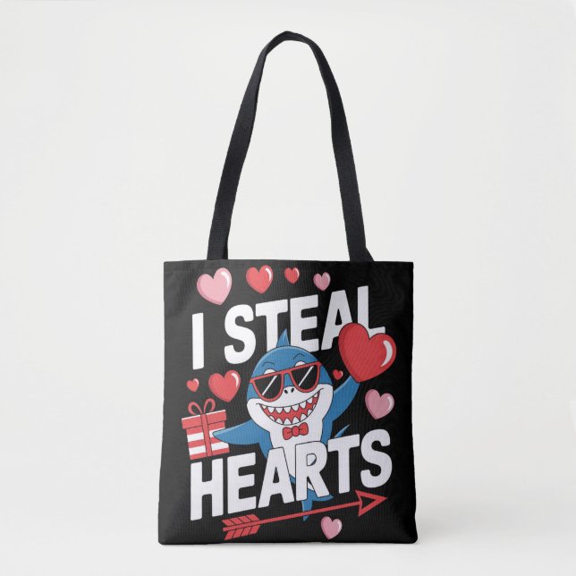 Jag Steal Hearts - Funny Valentine Day Shark Tygkasse (Framsida)