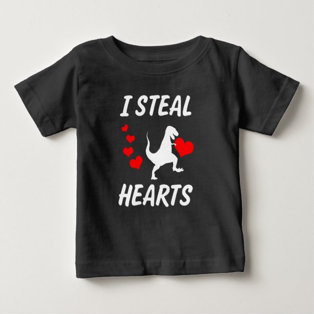 Jag Steal Hearts roliga pojkar Dinosaur Valentine  Tee Shirt (Framsida)