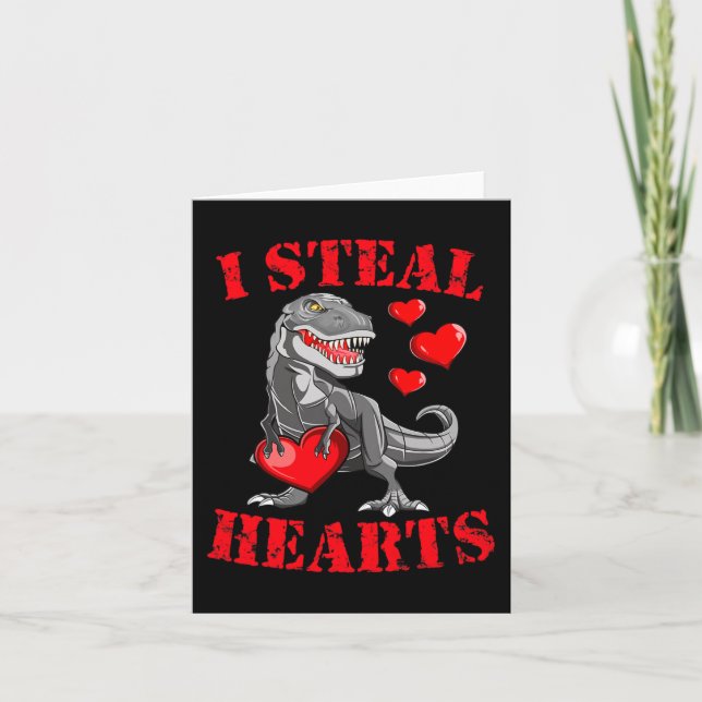 Jag Steal Hearts T Rex Valentines day Roligt Boys  Kort (Framsida)