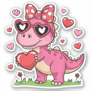 Jag steal Hearts Trex Dino Bow Valentine Day Klistermärken