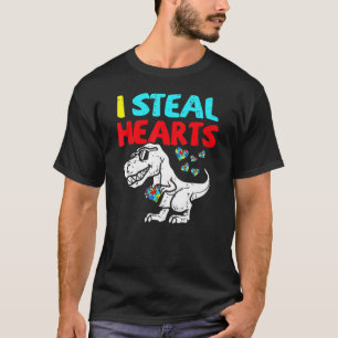 Jag Steal Hearts Trex Dinosaur Cute Boy Autism Med T Shirt