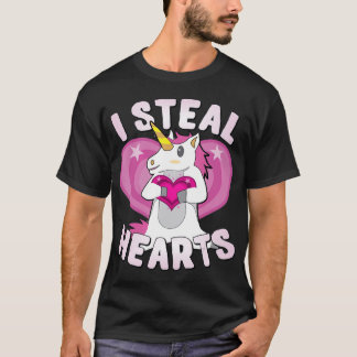 Jag Steal Hearts Unicorn Valentines day T Shirt