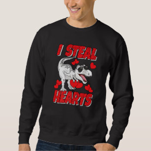 Jag steal Hearts Valentindag Kids Dino Rex Boy Lång Ärmad Tröja